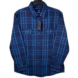 NWT Ben Sherman Shirt Men's Navy Plaid Flannel Button-Up XL Classic Barn‎ Ranch